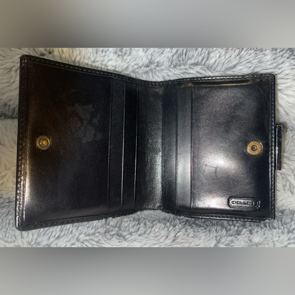 Vintage Coach Soft Black Leather Bi Fold Coin Purse Wallet Cards Bills - Picture 4 of 13